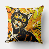 猫熱狂する クッション (正面)