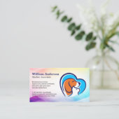 猫犬のハートロゴ |動物サービス 名刺 (スタンド正面)