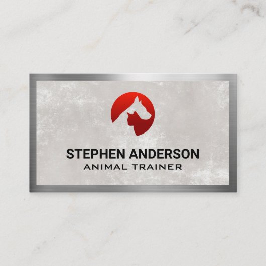 猫犬のロゴ | 金属縁ど 名刺 (正面)