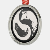 猫犬の陰陽 メタルオーナメント (左)
