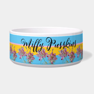 猫犬みすぼらしいフローラピンクのリリーかわいいペットの名前 ボウル