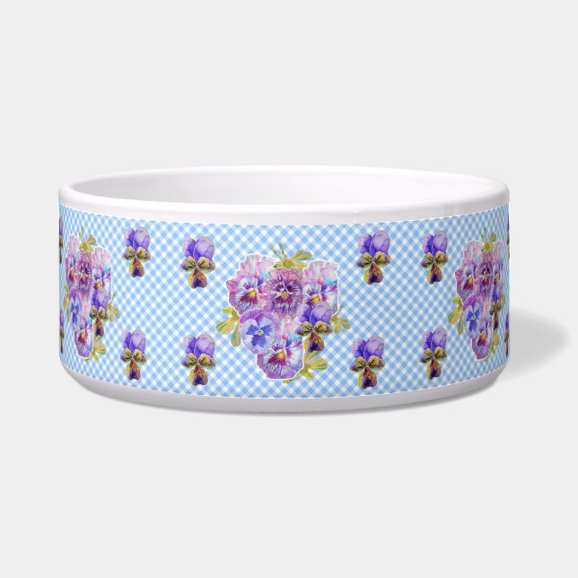 猫犬みすぼらしいフローラブルージンガムかわいいペットの名前 ボウル (正面)