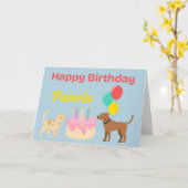 猫犬ハッピーバースデーカード カード (黄色い花)