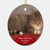 猫犬フォトペット記念ギフトポートレートクリスマス セラミックオーナメント (左)