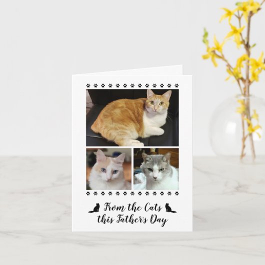 猫犬ペットのお父さんの日のフォトスクリプト3 カード (黄色い花)
