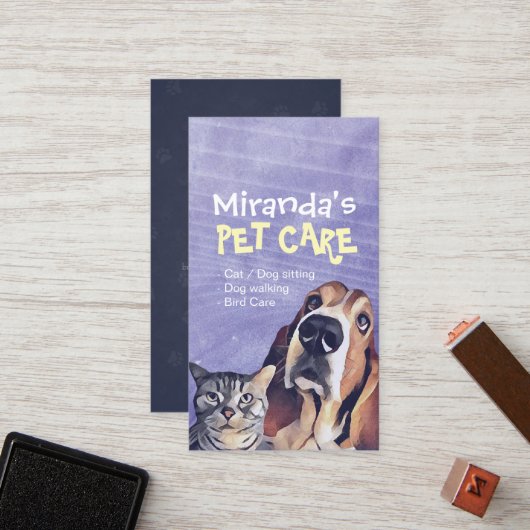 猫犬ペットケアグルーミング座りパンチ ロイヤリティカード (正面/裏面インサイチュ)