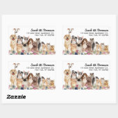 猫犬ペット獣医の手描き 長方形シール (シート)