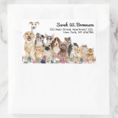 猫犬ペット獣医の手描き 長方形シール (バッグ)