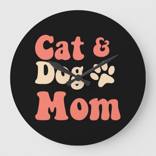 猫犬ママ ラージ壁時計 (正面)