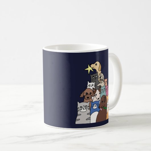 猫犬好きのクリスマス祝いの贈り物 コーヒーマグカップ (正面右)