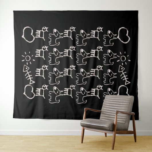 猫犬 タペストリー (インサイチュ(横))