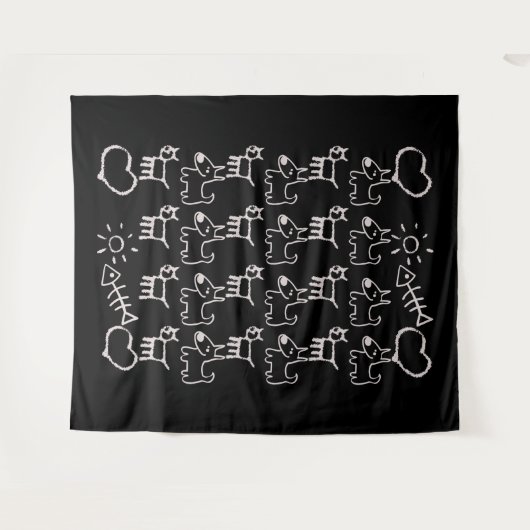 猫犬 タペストリー (正面(横))