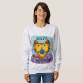 猫猫と編み物Tシャツ スウェットシャツ (正面フル)