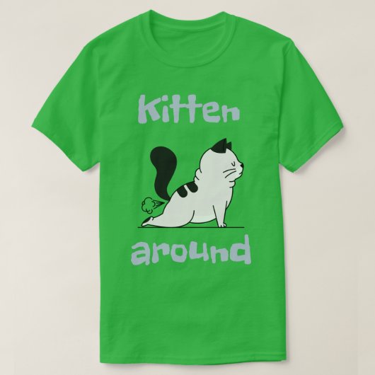 猫猫のまわりにファートおもしろい Tシャツ (デザイン正面)