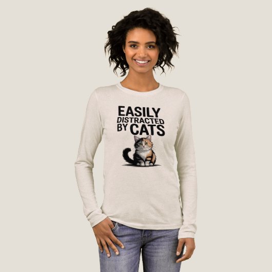 猫猫のデザインにおもしろい悩まされる トライブレンドＴシャツ (正面全体)