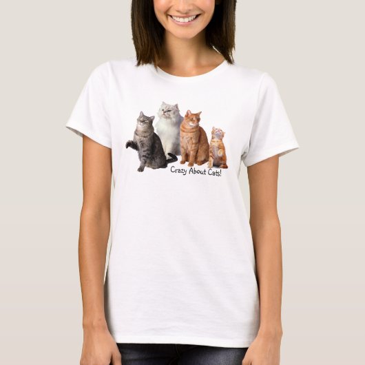 猫猫のTシャツについて熱狂する Tシャツ (正面)