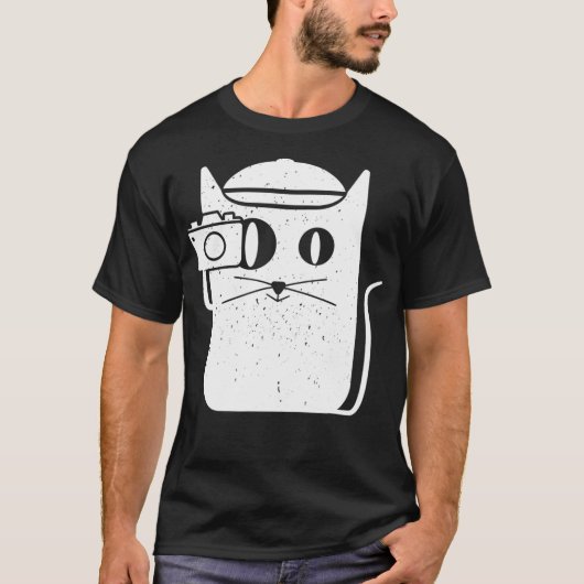 猫猫カメラ撮影ヴィンテージ Tシャツ (正面)