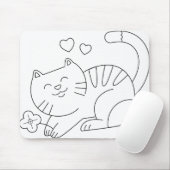 猫猫ネコ子猫ラインアートカット マウスパッド (マウス)