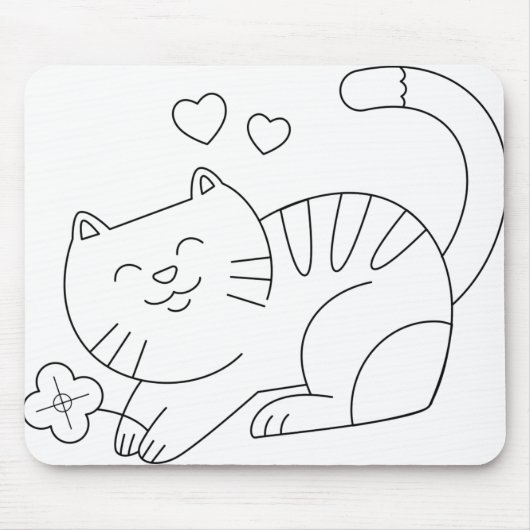 猫猫ネコ子猫ラインアートカット マウスパッド (正面)