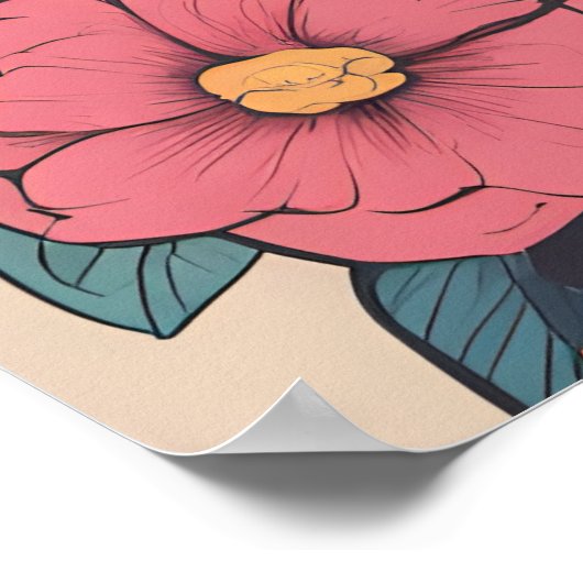 猫猫フローラアート猫フラワーアート ポスター (角)