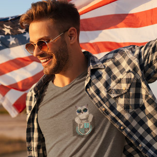 猫猫好きクールポケットキットサングラス Tシャツ