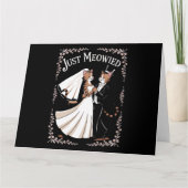 猫王室のの結婚たった今結婚しましたおもしろいダンス カード (正面)