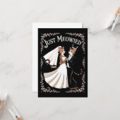 猫王室のの結婚たった今結婚しましたおもしろいダンス カード (正面/裏面インサイチュ)