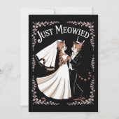 猫王室のの結婚たった今結婚しましたおもしろいダンス 招待状 (正面)