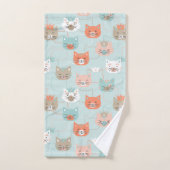 猫王室の柄 バスタオルセット (ハンドタオル)