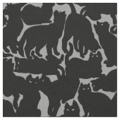 猫生地猫好きアートパターン生地 ファブリック (クローズアップ)