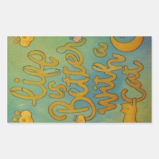 猫生活 長方形シール (正面)