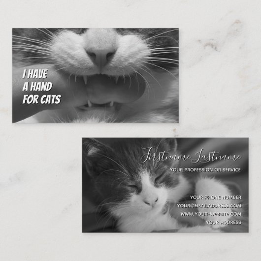 猫用おもしろいペットケ気にアサービス事業 名刺 (正面/裏面)