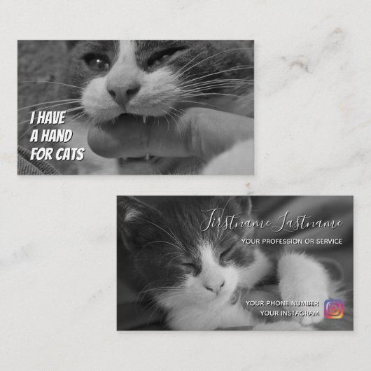 猫用おもしろい飼気に介護サービス 名刺 (正面/裏面)