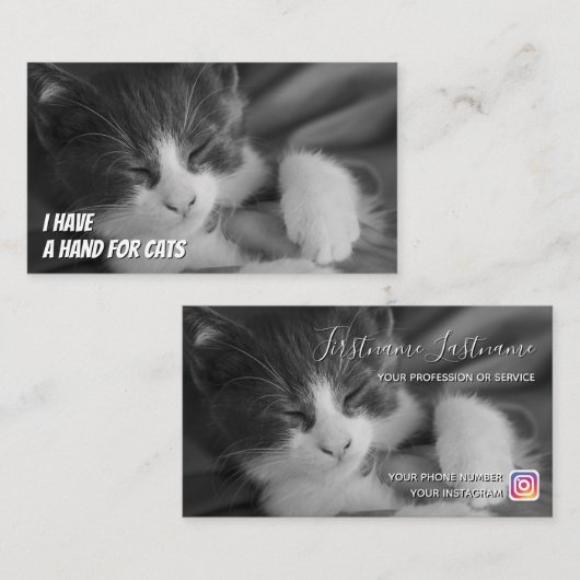 猫用おもしろい飼気に介護サービス 名刺 (正面/裏面)