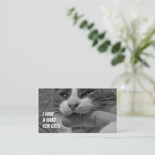 猫用おもしろい飼気に介護サービス 名刺 (スタンド正面)