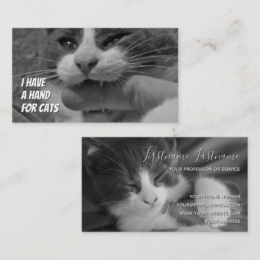 猫用おもしろい飼気に介護サービス 名刺 (正面/裏面)