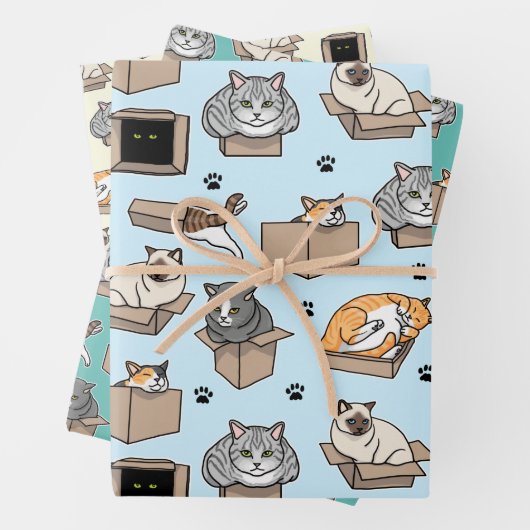 猫用の箱もしに入れて座って色を選ぶ ラッピングペーパーシート (インサイチュ)