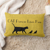 猫用の黄色と黒の腰枕 ランバークッション (ブランケット)
