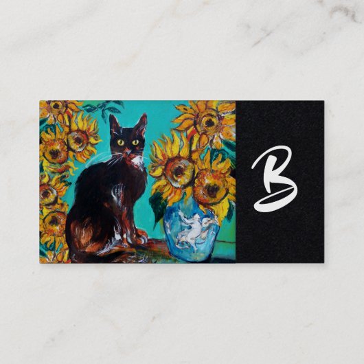 猫用ひまわりブラック紙 名刺 (裏面)