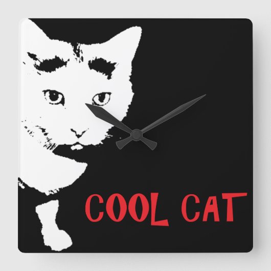 猫用カッコいい壁掛け時計 スクエア壁時計 (正面)