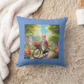 猫用カラーフラワーシーン自転車ピロー クッション (ブランケット)