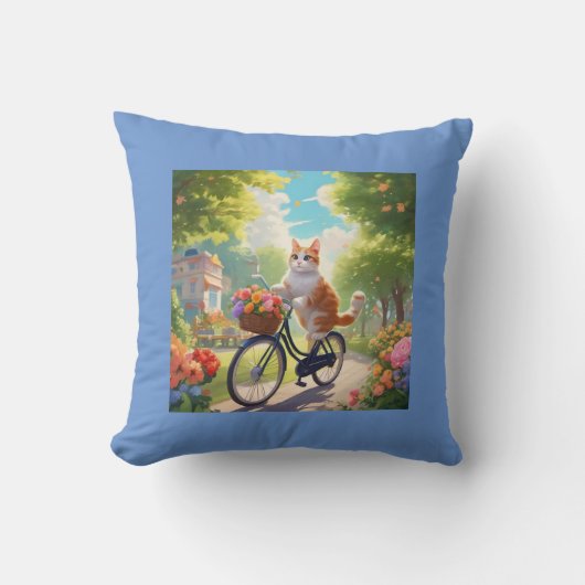 猫用カラーフラワーシーン自転車ピロー クッション (正面)