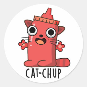 猫用ケチャッおもしろいプン ラウンドシール