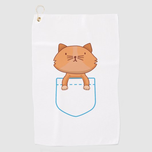 猫用シャツ – Cat in Pocket Tシャツ – Cat Tシャツ ゴルフタオル (正面)