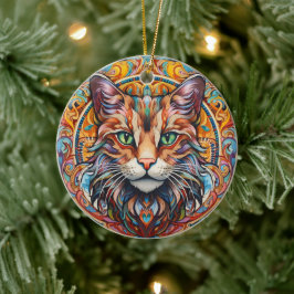猫用ステンドガラスセラミックの木飾り セラミックオーナメント