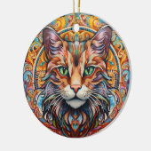 猫用ステンドガラスセラミックの木飾り セラミックオーナメント (左)