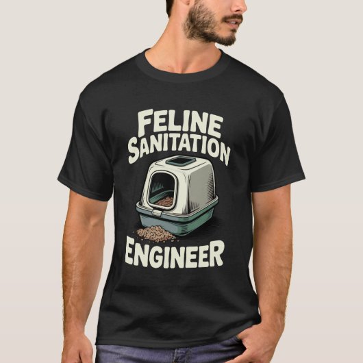 猫用トイレの衛生管理士 ネコ好き トイレ用品 Tシャツ (正面)