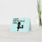 猫用ノートカーパーソナライズされたド付き少女 ノートカード (正面)