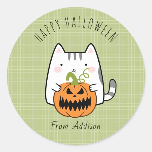 猫用ハロウィーンラウンドステッカー ラウンドシール (正面)
