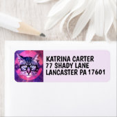 猫用ヒップスター猫メガネ差出人住所ラベル ラベル (インサイチュ)